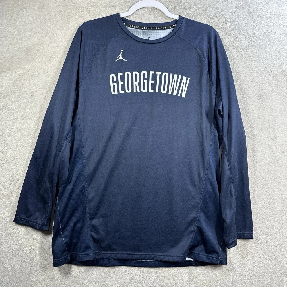 Nike Jordan Georgetown Hoyas Basketball Long Sleeve Shirt Women's‎ L Navy